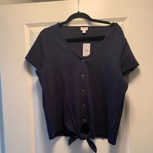J. Crew - Textured V-Neck Tie Front Shirt